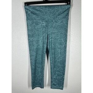 GapFit Eclipse Capri Leggings Womens Small Blue Floral High Rise Yoga Athletic
